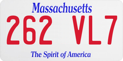 MA license plate 262VL7