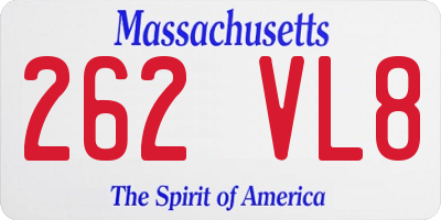 MA license plate 262VL8