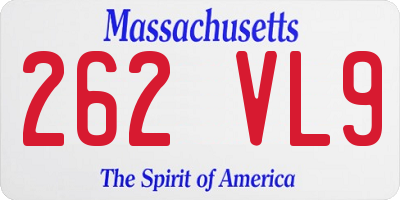 MA license plate 262VL9