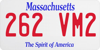 MA license plate 262VM2