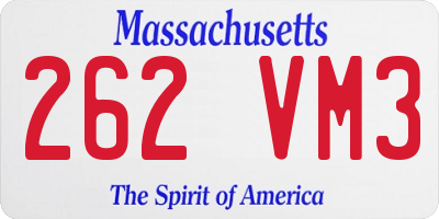 MA license plate 262VM3