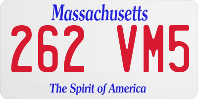 MA license plate 262VM5
