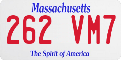 MA license plate 262VM7