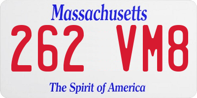 MA license plate 262VM8