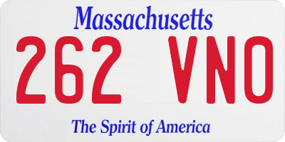 MA license plate 262VN0