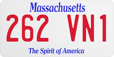 MA license plate 262VN1