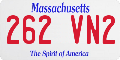 MA license plate 262VN2