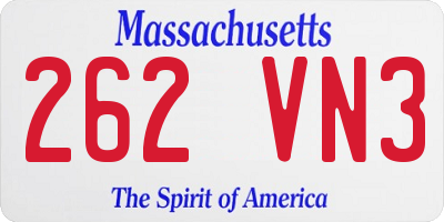 MA license plate 262VN3