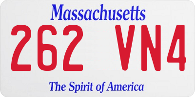MA license plate 262VN4