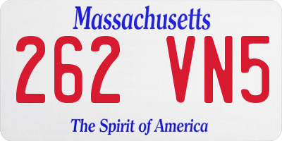 MA license plate 262VN5