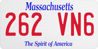 MA license plate 262VN6