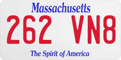 MA license plate 262VN8
