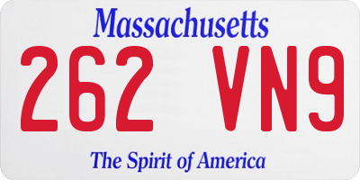 MA license plate 262VN9