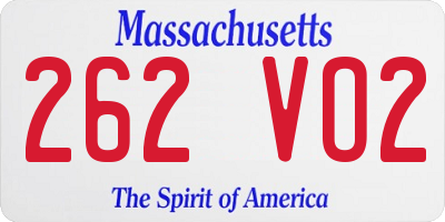 MA license plate 262VO2