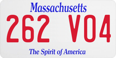 MA license plate 262VO4