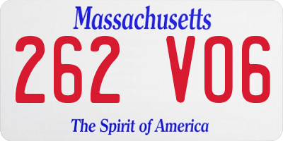 MA license plate 262VO6