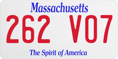 MA license plate 262VO7