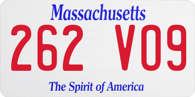 MA license plate 262VO9
