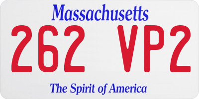 MA license plate 262VP2