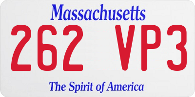 MA license plate 262VP3