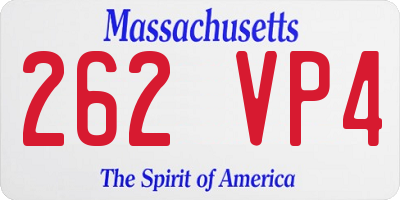 MA license plate 262VP4