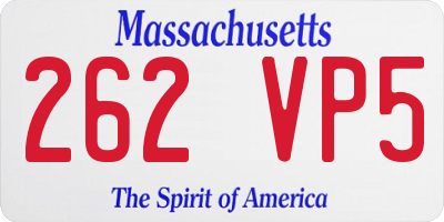 MA license plate 262VP5