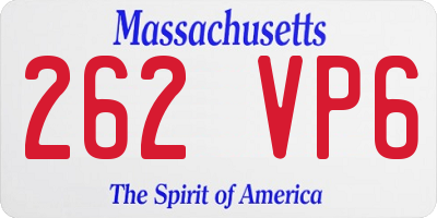 MA license plate 262VP6