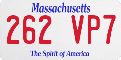 MA license plate 262VP7