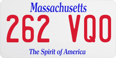 MA license plate 262VQ0