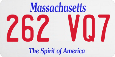 MA license plate 262VQ7