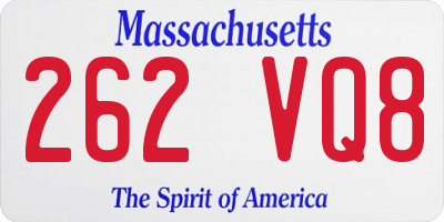 MA license plate 262VQ8