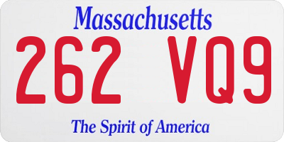 MA license plate 262VQ9