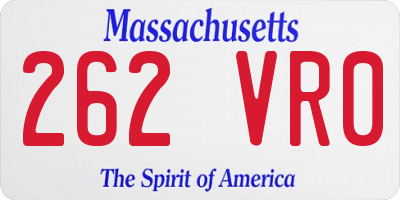 MA license plate 262VR0