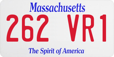 MA license plate 262VR1