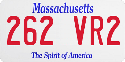 MA license plate 262VR2