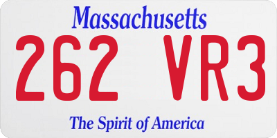 MA license plate 262VR3