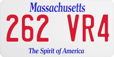 MA license plate 262VR4