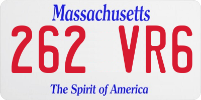 MA license plate 262VR6