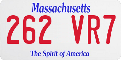 MA license plate 262VR7