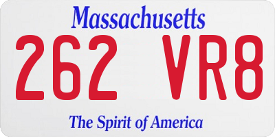 MA license plate 262VR8