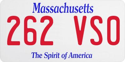 MA license plate 262VS0