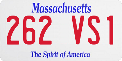 MA license plate 262VS1