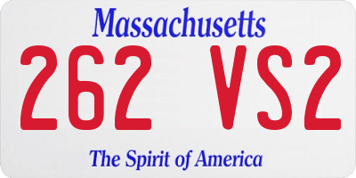MA license plate 262VS2