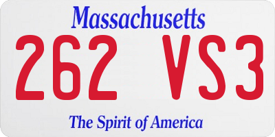MA license plate 262VS3