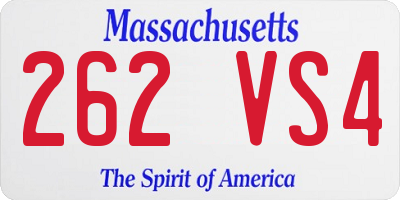 MA license plate 262VS4