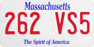 MA license plate 262VS5