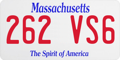 MA license plate 262VS6
