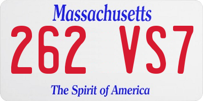 MA license plate 262VS7