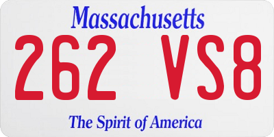 MA license plate 262VS8
