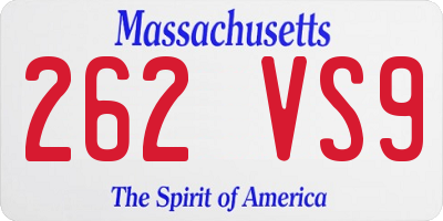 MA license plate 262VS9